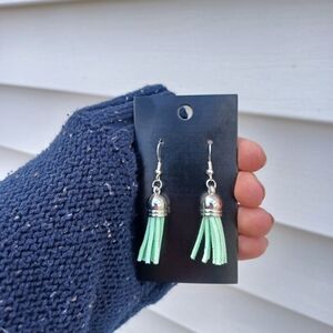 Mint Green Tassel Earrings